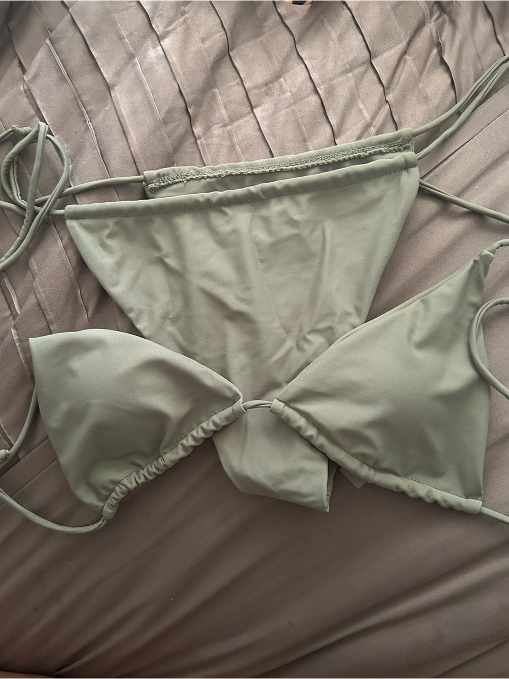 SHEIN Sage Green Triangle String Bikini Set